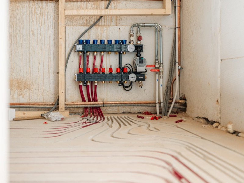 Professionele installatie van vloerverwarming in Hoogeveen Installatie van vloerverwarmingsbuizen in een ruimte.