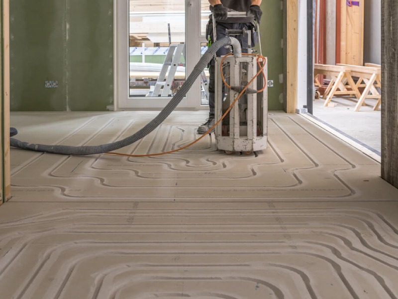 Vloerverwarming stofvrij laten impregneren.